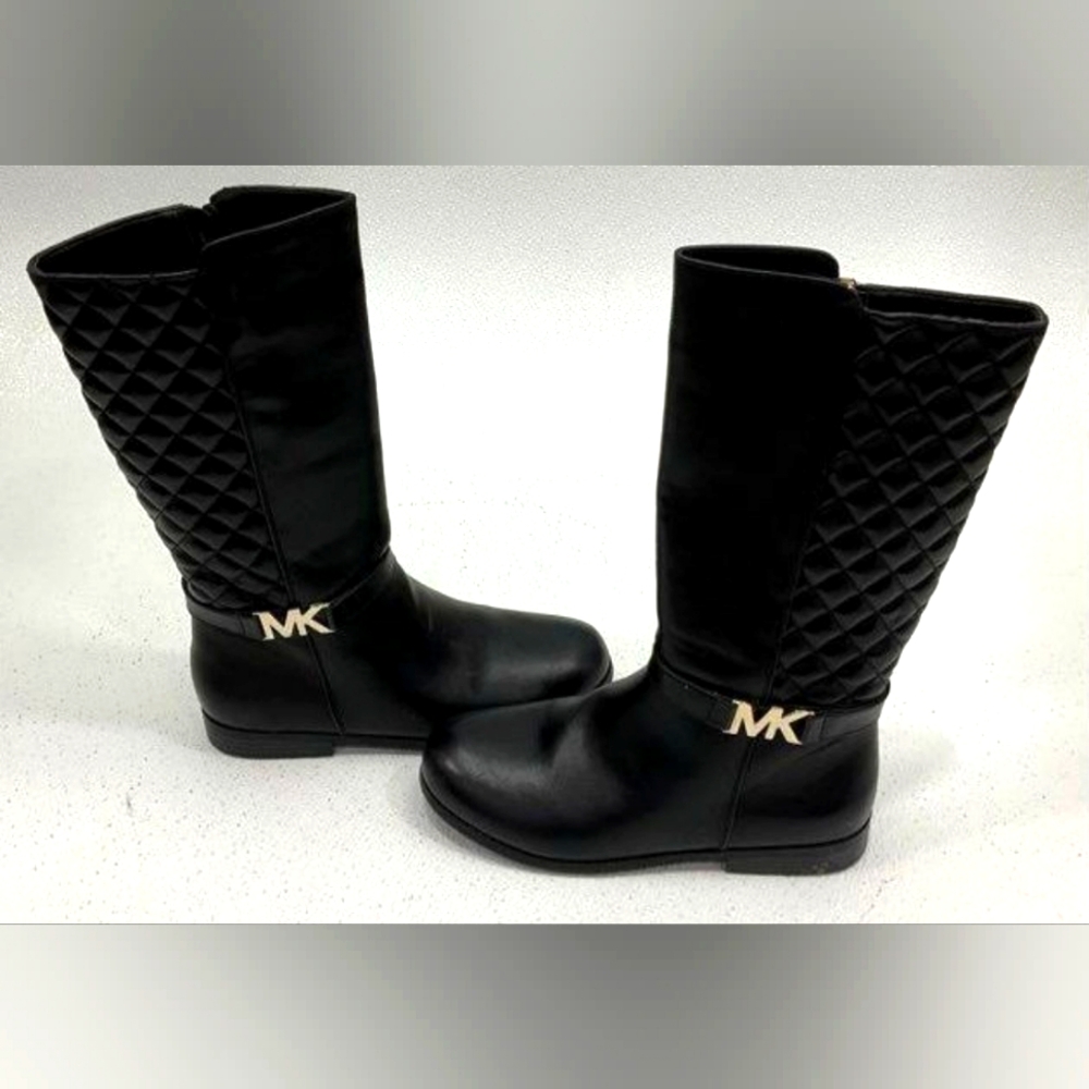 Michael Kors MK Black Quilted PU Riding Boots MK910546C Size 5 - Picture 1 of 7